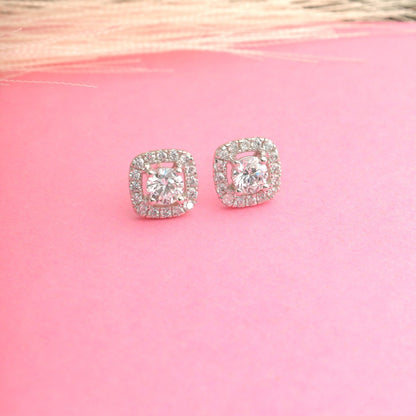 SOLITAIRES HALO EARRING