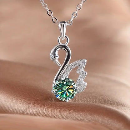 Graceful Swan Moissanite Necklace - A Symbol of Elegance and Radiance