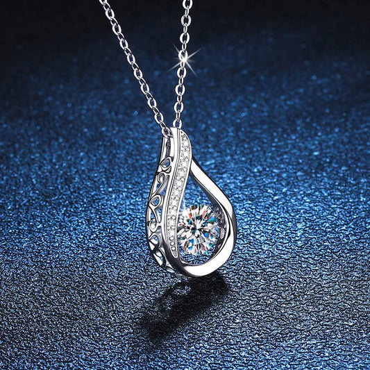 Sterling Silver Water Drop Moissanite Necklace