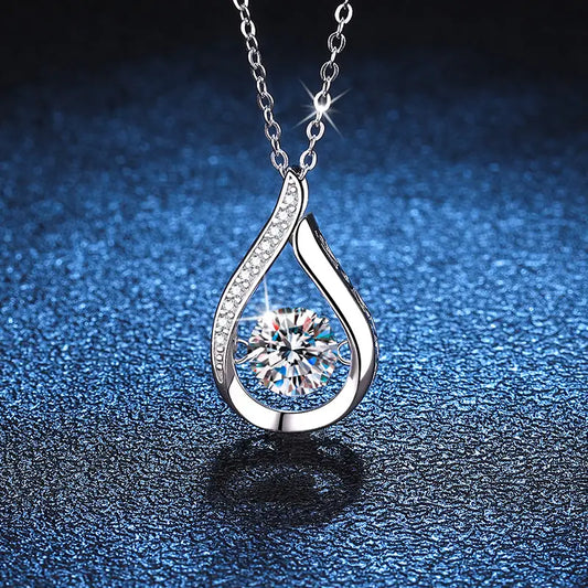 Sterling Silver Water Drop Moissanite Necklace