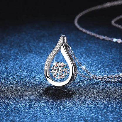 Sterling Silver Water Drop Moissanite Necklace