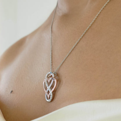 Sparkling Infinity Heart pendant- Dual tone