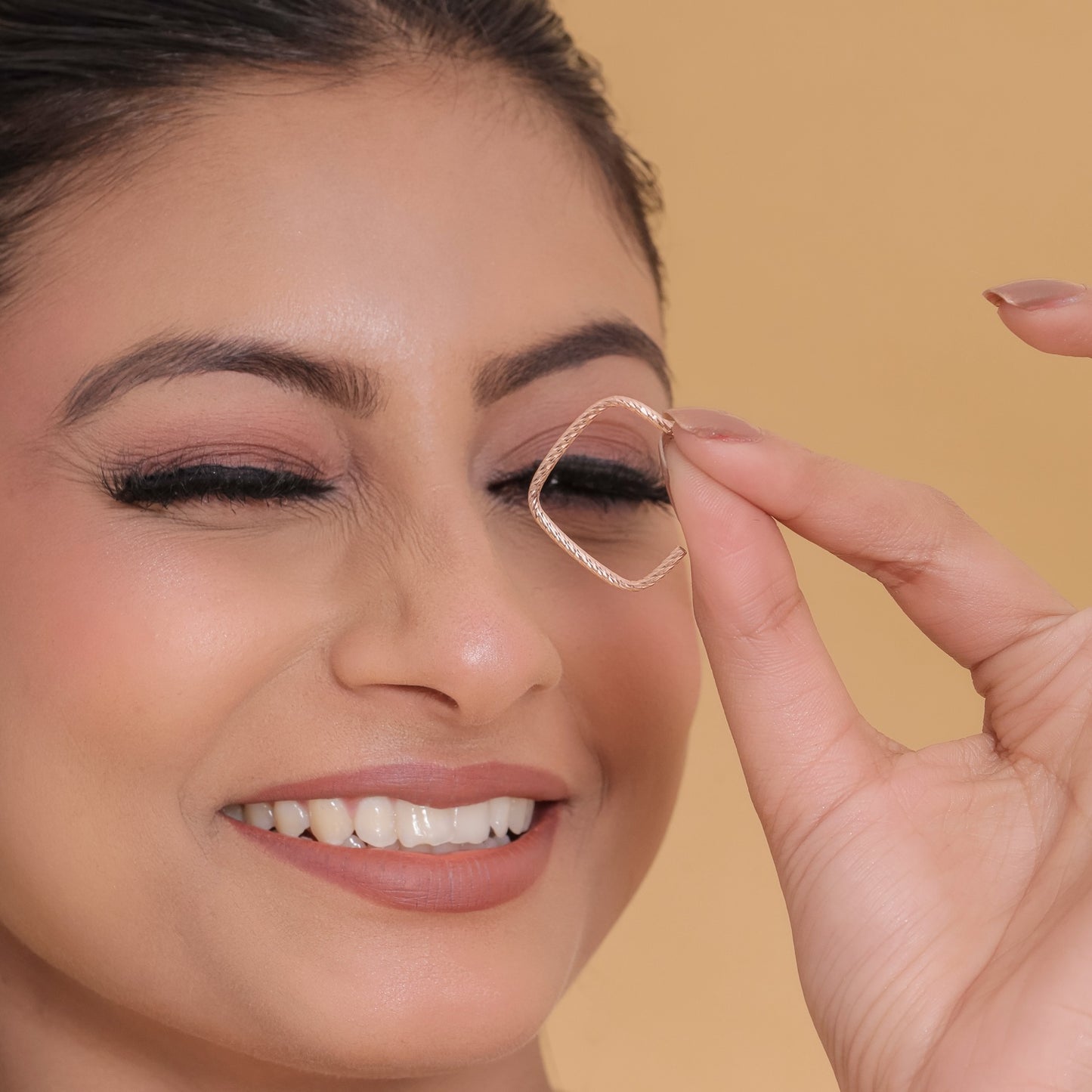 Rosy Rectangle Slip Hoops Earring