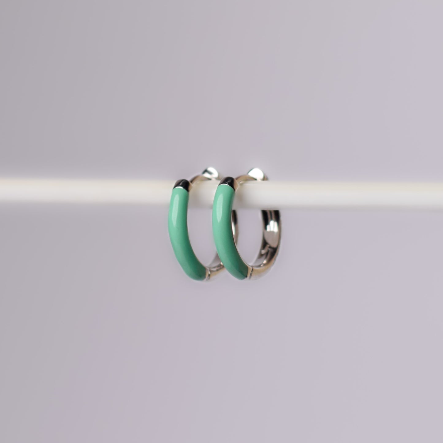 Cool mint green 2 in 1 hoops earrings