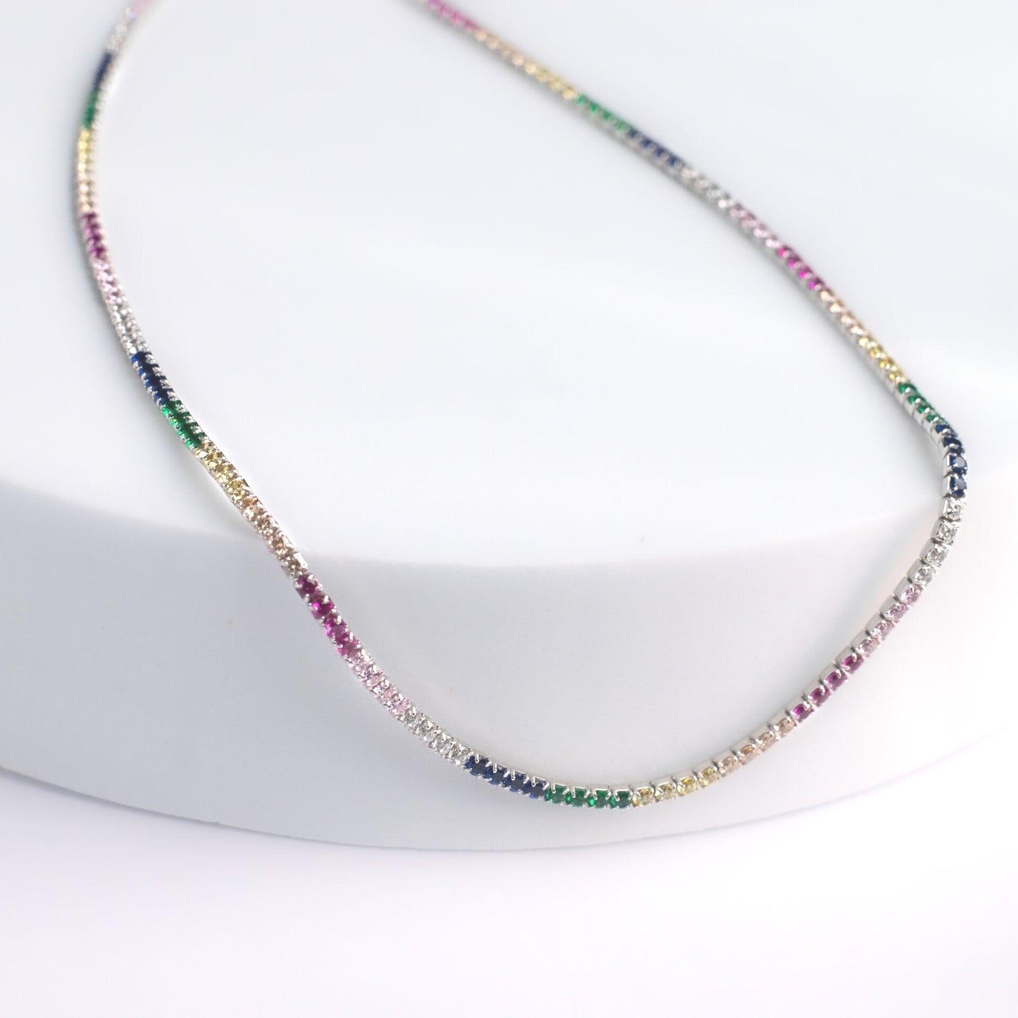 Color crush tennis chain necklace