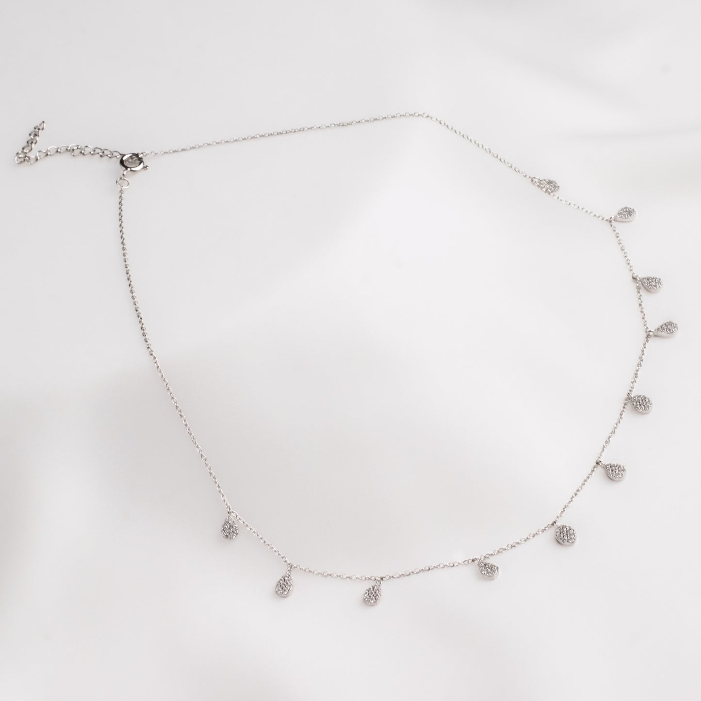 Crystalline Silver Drop Necklace