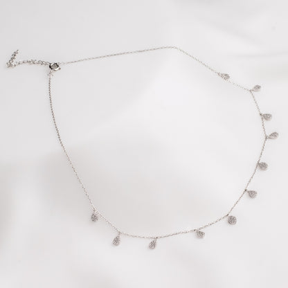 Crystalline Silver Drop Necklace