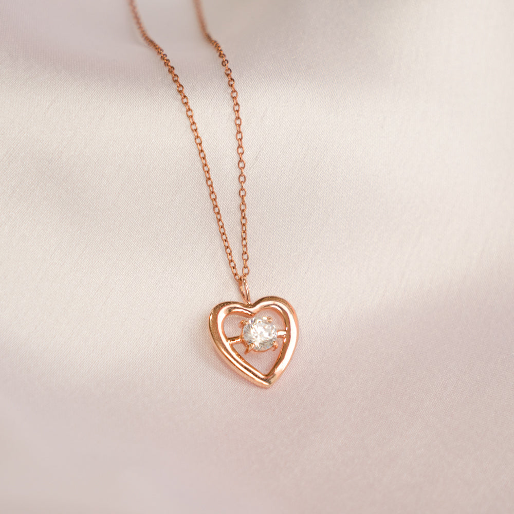 Rose Gold Timeless Romance Heart Pendant