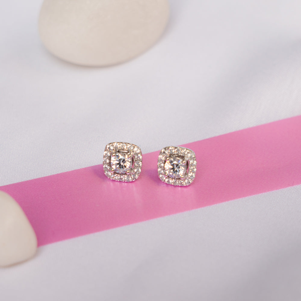 SOLITAIRES HALO EARRING