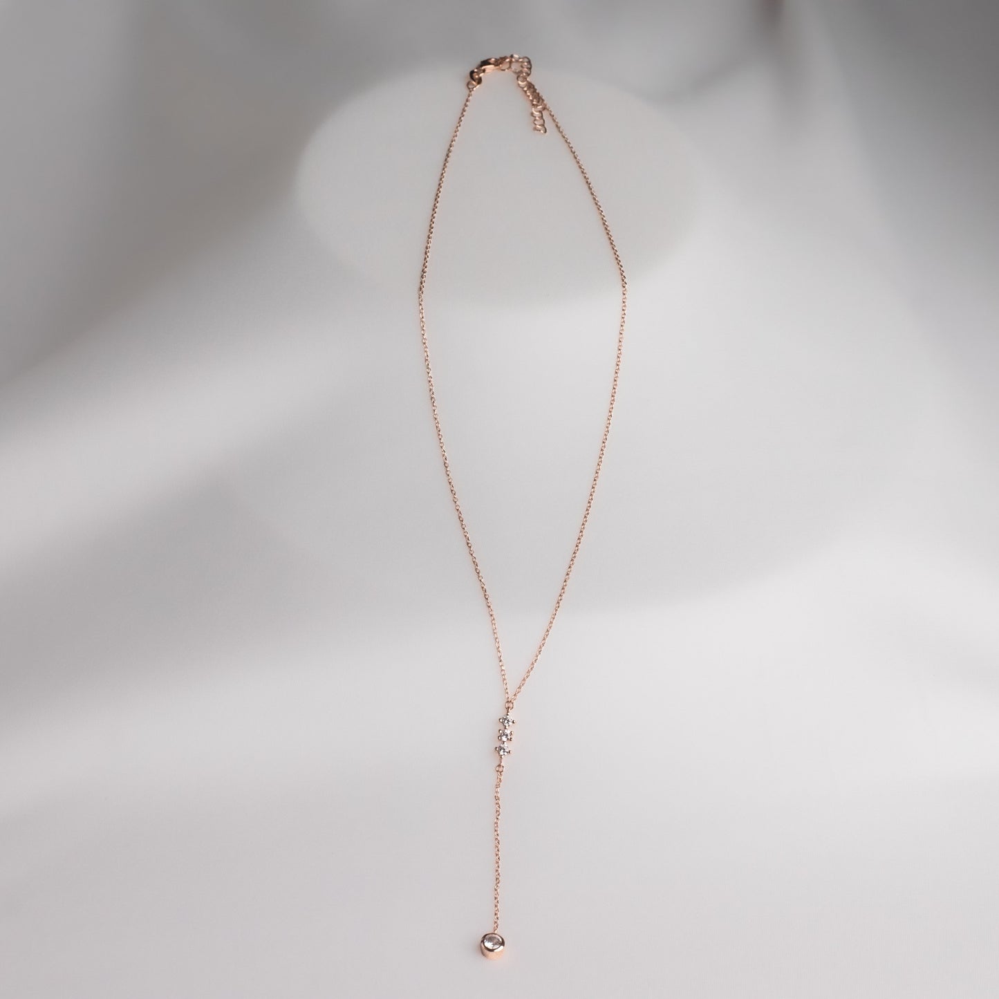 Triple Stone Solitaire Lariate Necklace