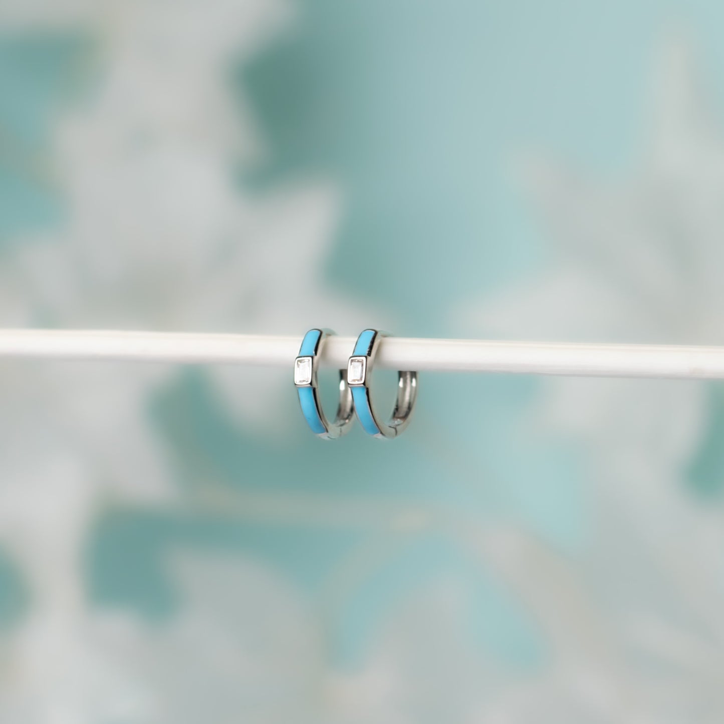 Playful Aqua blue huggies earrings