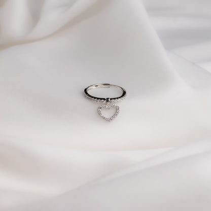 Silver Heart Charm Ring