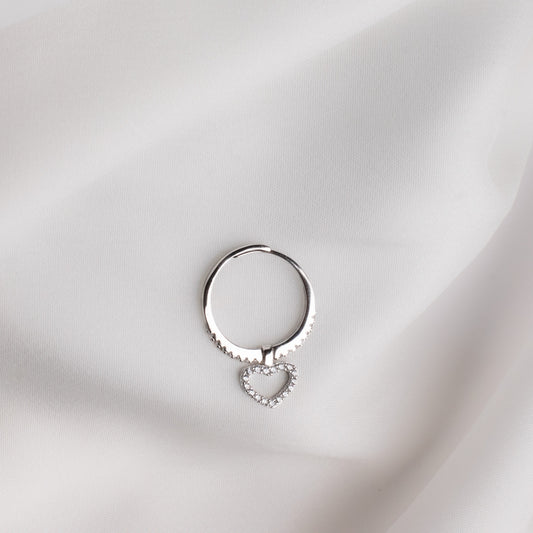 Silver Heart Charm Ring