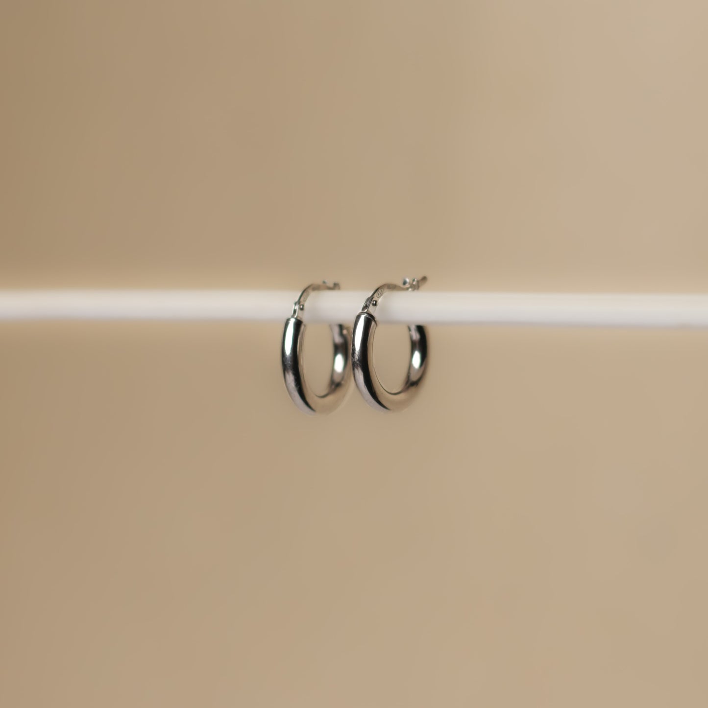 Silver Tube Hoop Earrings