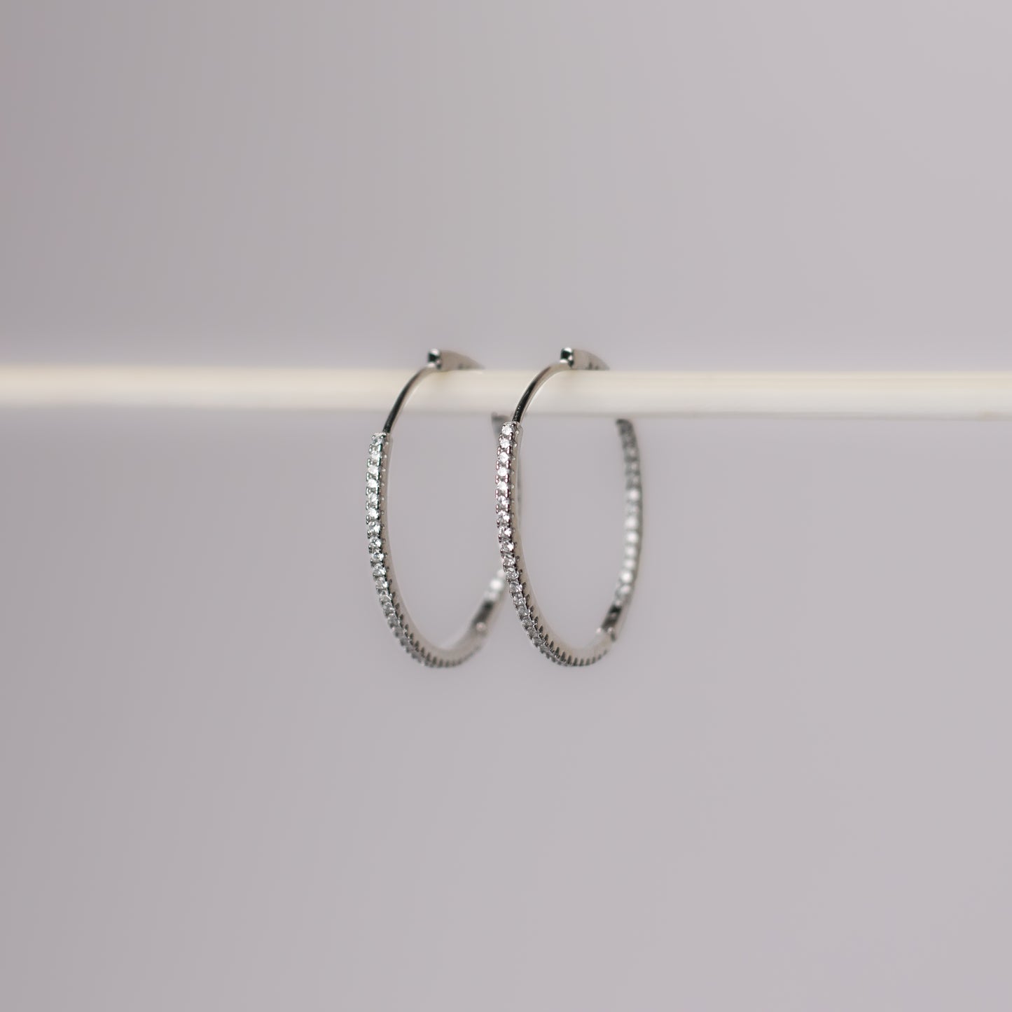Inside Out CZ Diamonds Hoops Earrings