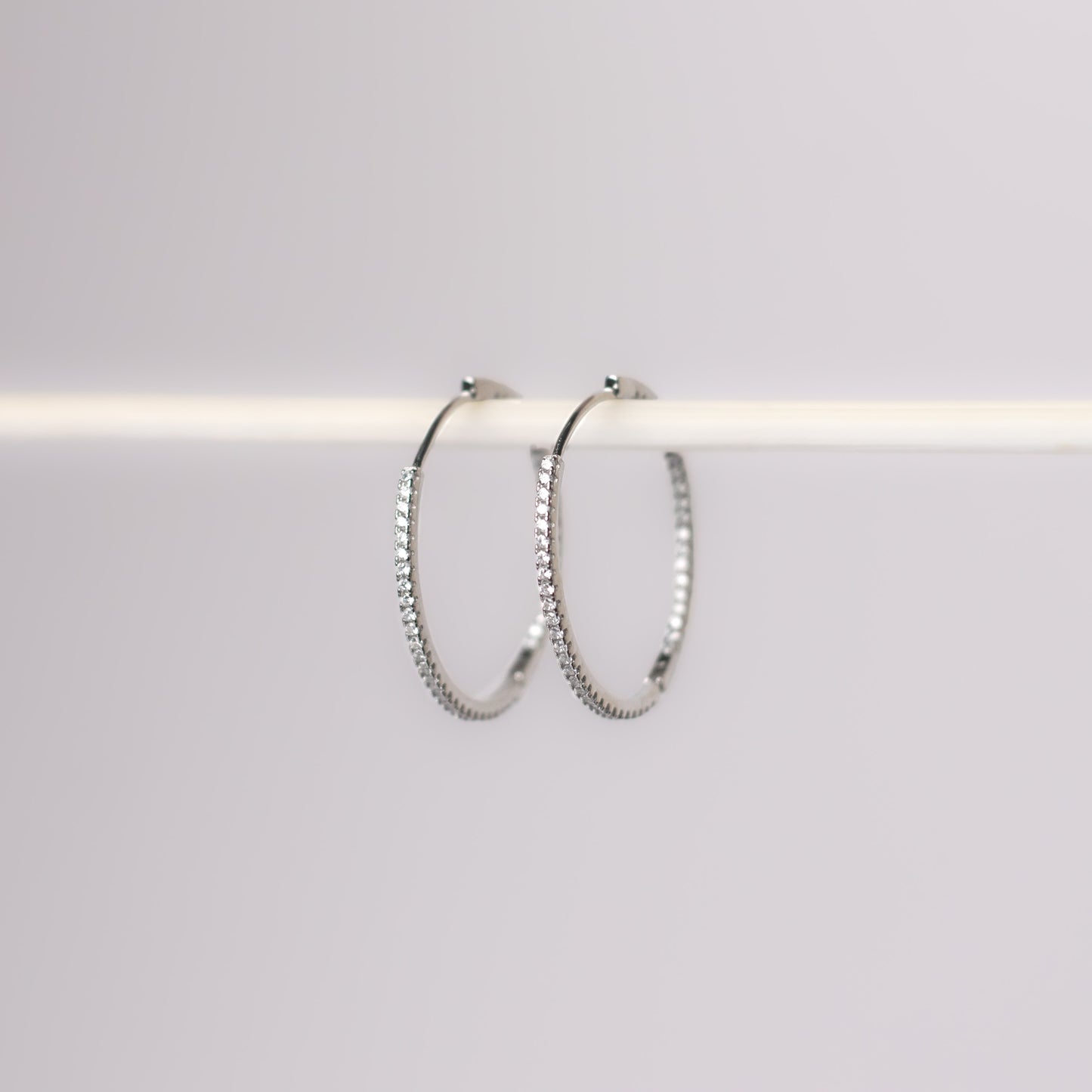 Inside Out CZ Diamonds Hoops Earrings