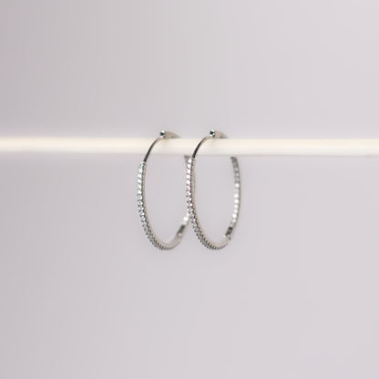 Inside Out CZ Diamonds Hoops Earrings