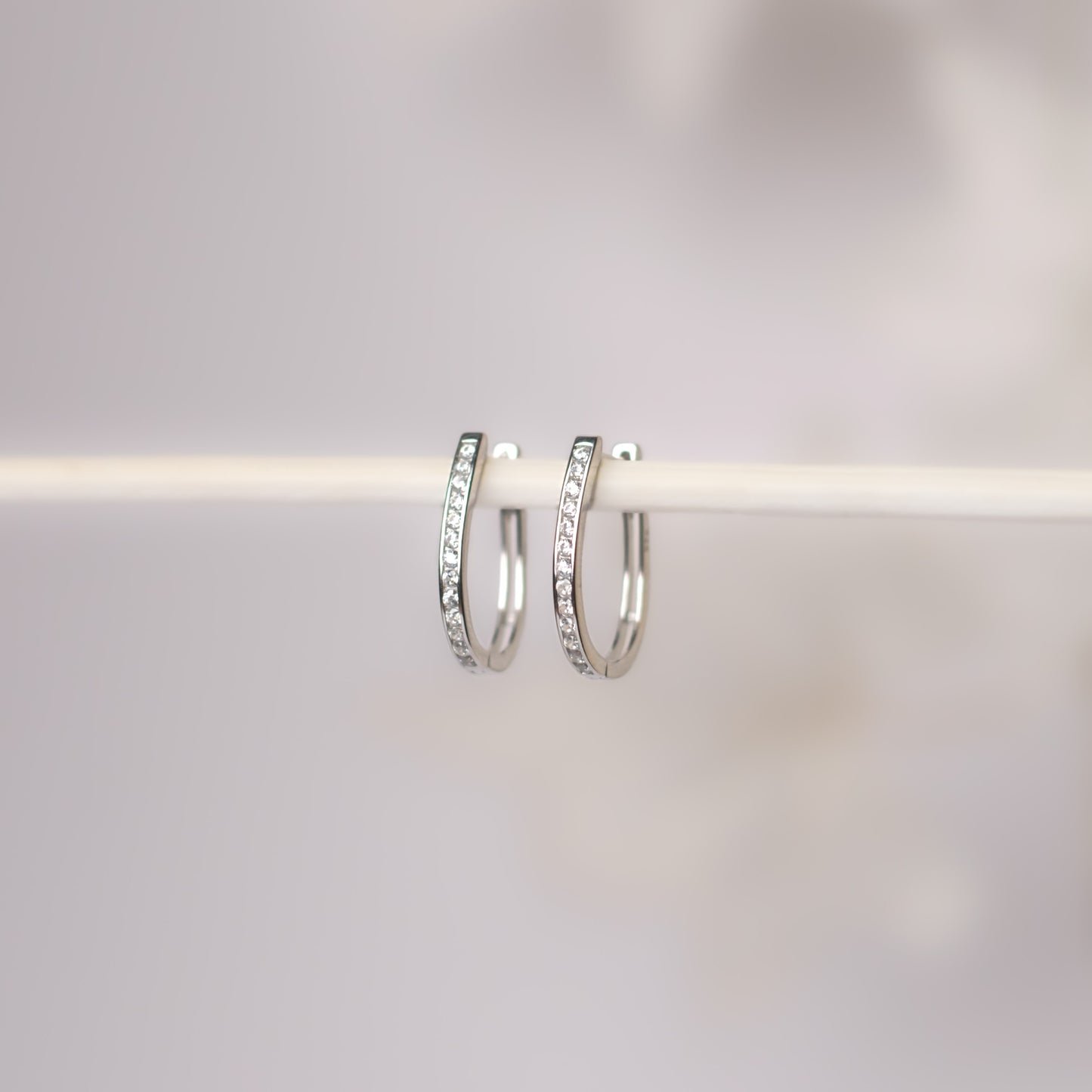 Balloon CZ diamonds Silver Hoops