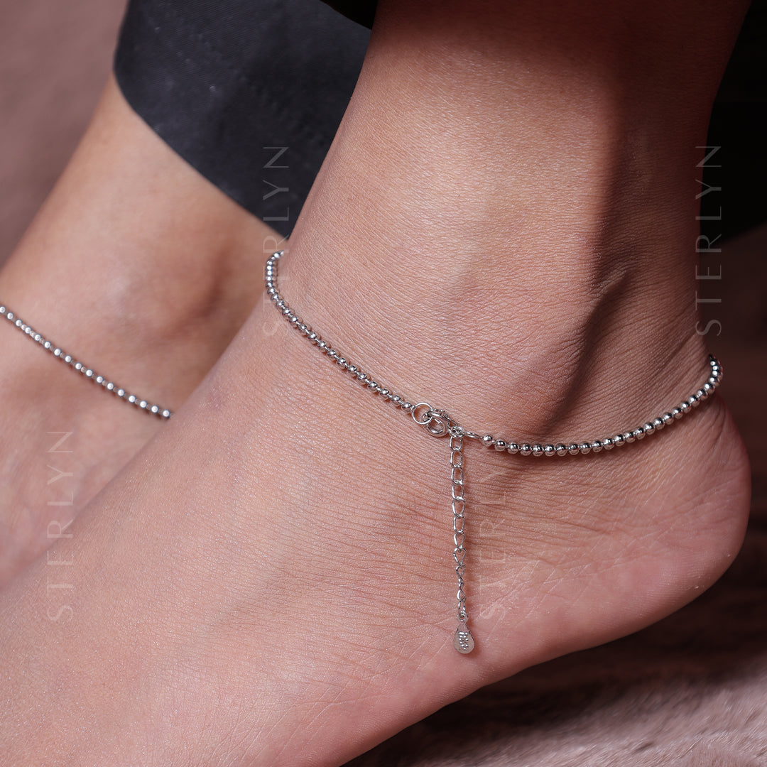 Gleam Bead 925 Silver Anklet