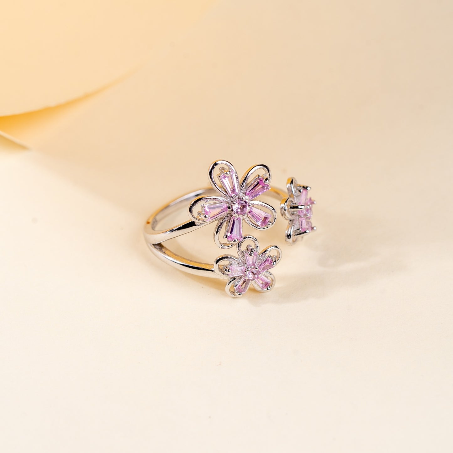 Blossoming Blush Crystal Ring