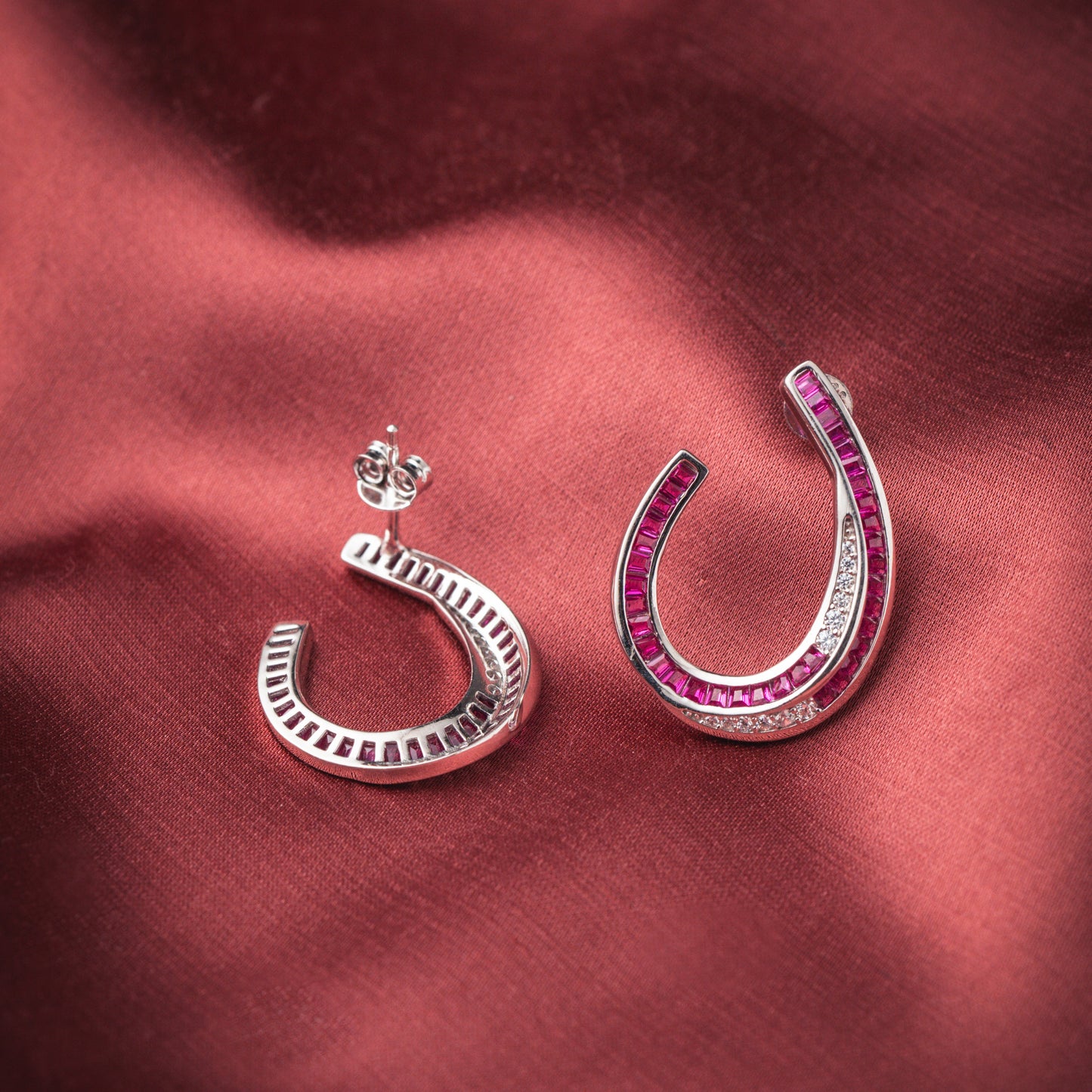 Blushing Horseshoe Crystals  Earring