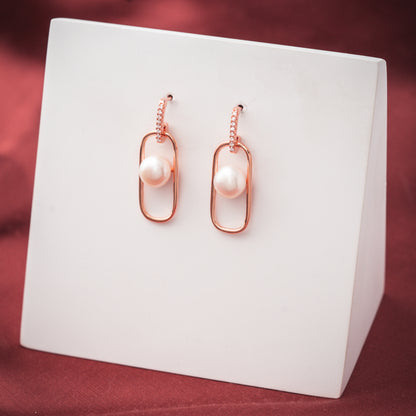 Rosy Pearl Drop Earrings