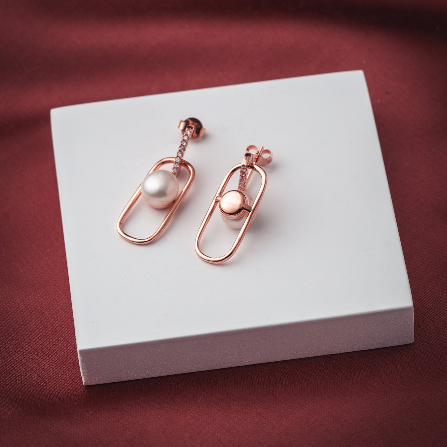 Rosy Pearl Drop Earrings