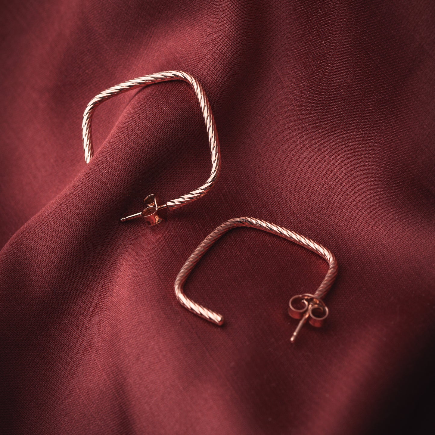 Rosy Rectangle Slip Hoops Earring