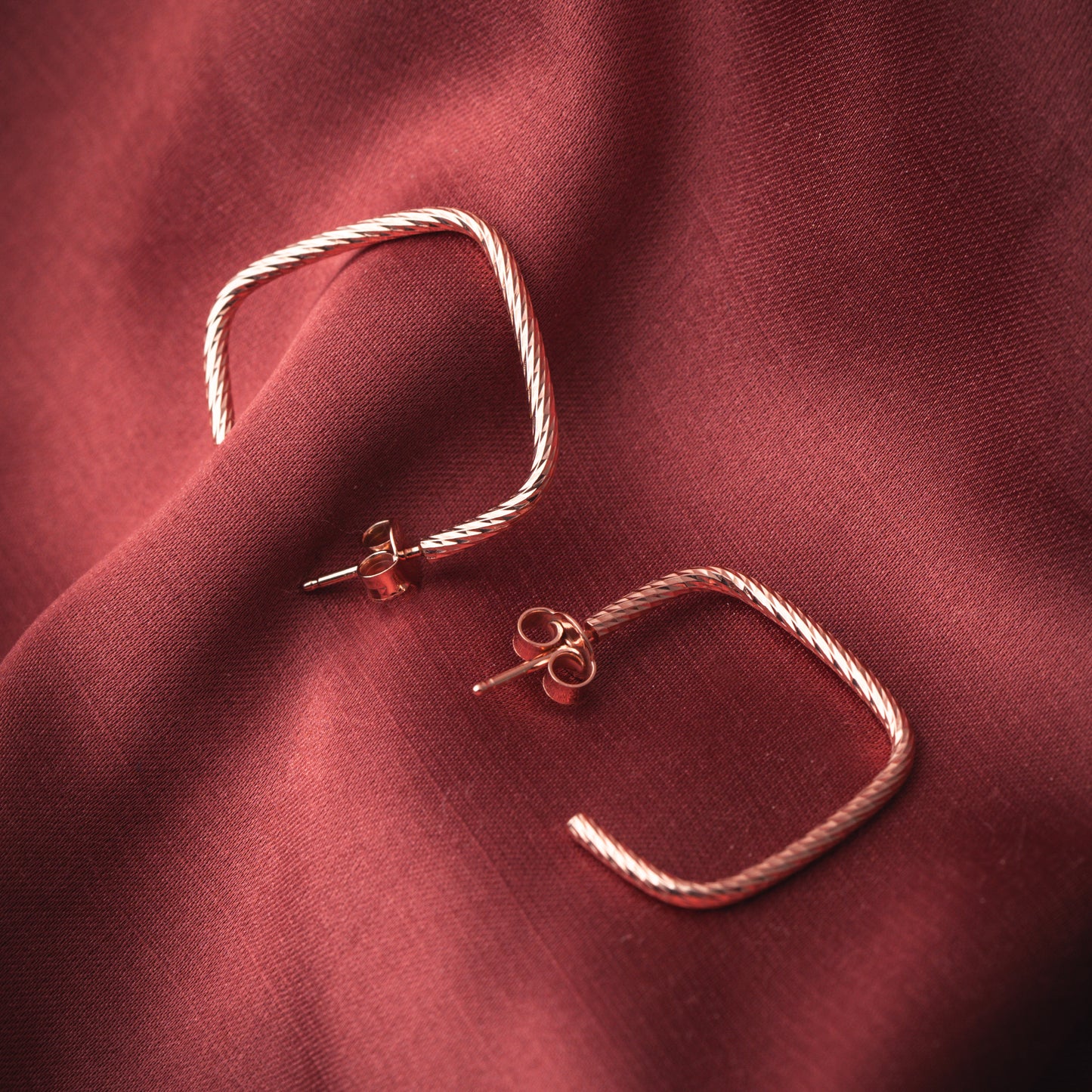 Rosy Rectangle Slip Hoops Earring