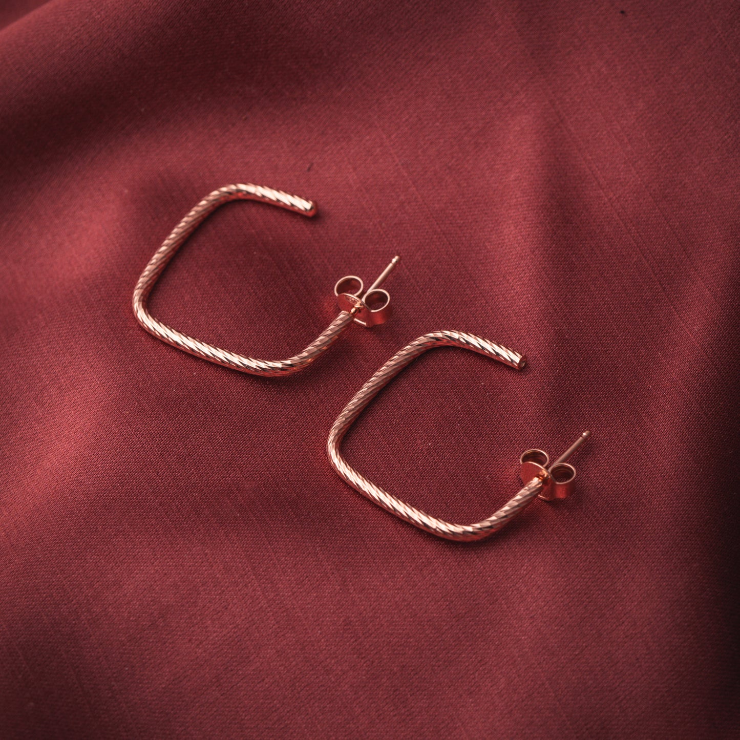 Rosy Rectangle Slip Hoops Earring