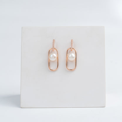 Rosy Pearl Drop Earrings