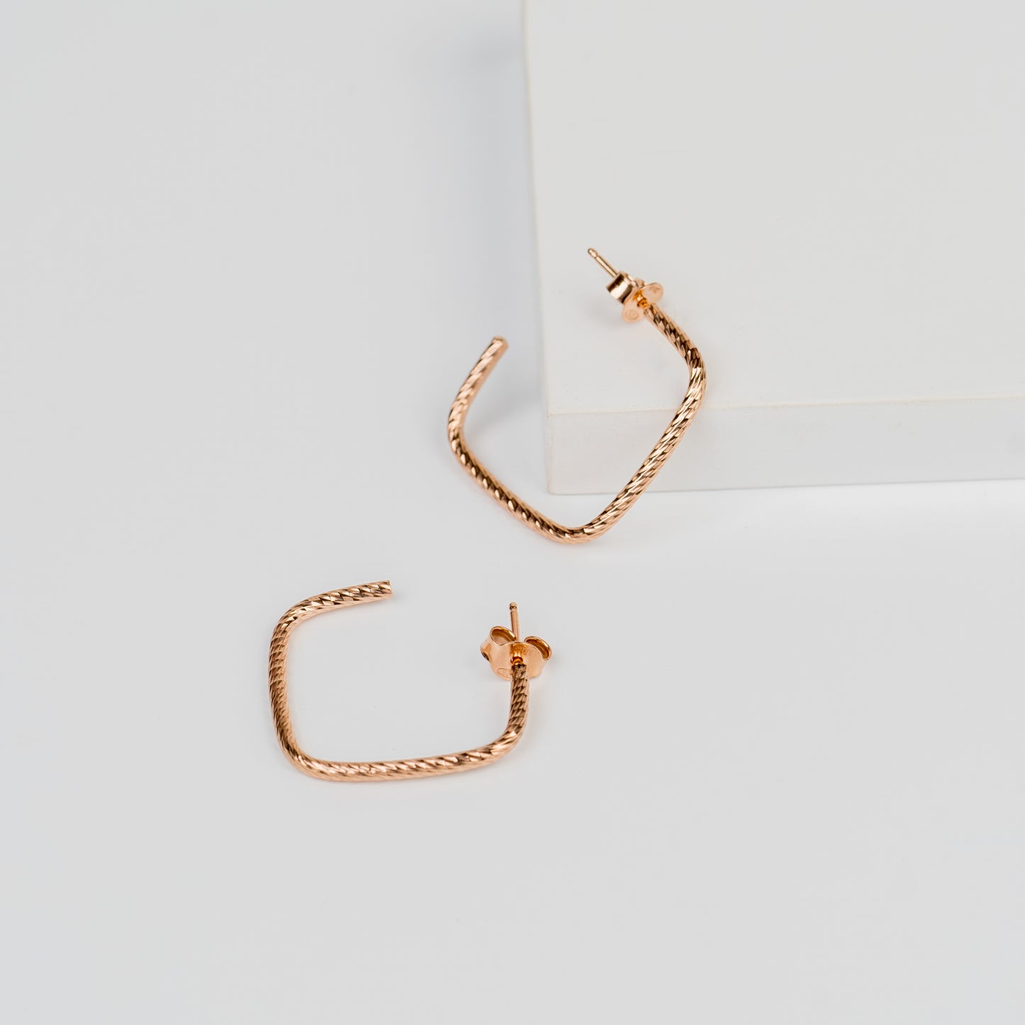 Rosy Rectangle Slip Hoops Earring