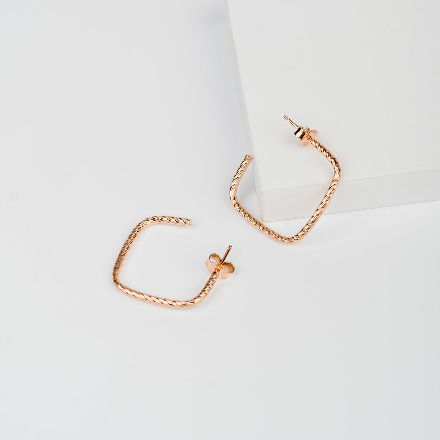 Rosy Rectangle Slip Hoops Earring