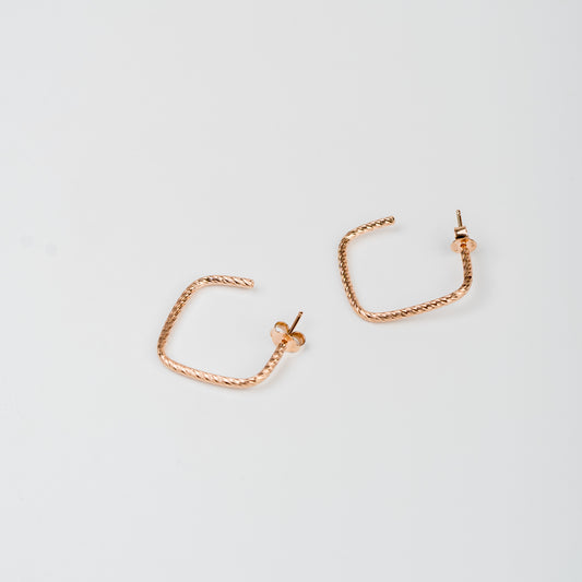 Rosy Rectangle Slip Hoops Earring