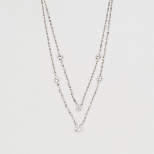 Solitaire Ensemble Drop Necklace