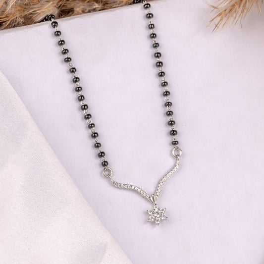 Silver Flower Mangalsutra