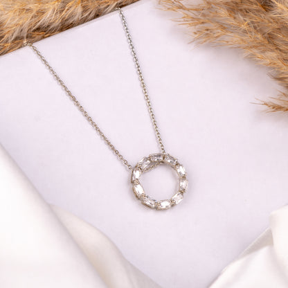 Silver Baguette Circle Pendant