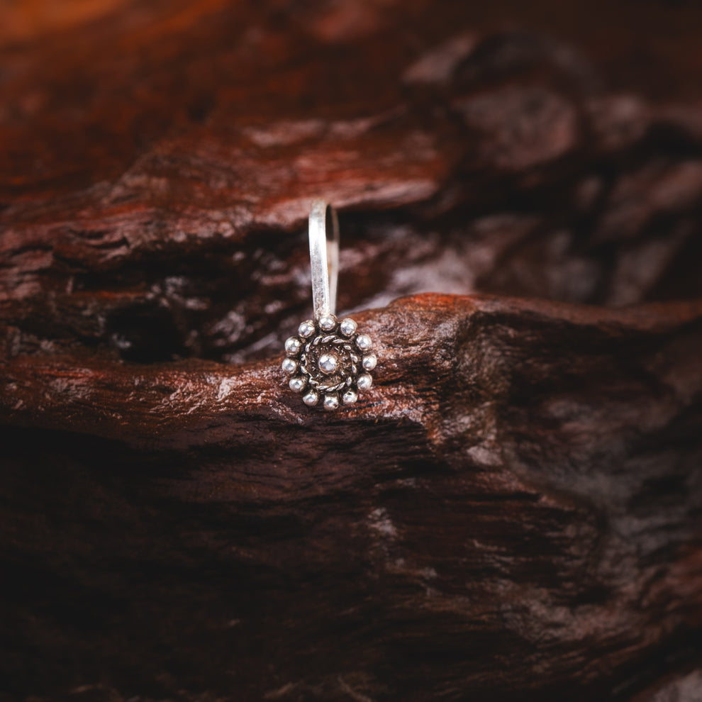 Oxidized Silver Roots Clip-on Nosepin 925 Sterling Silver