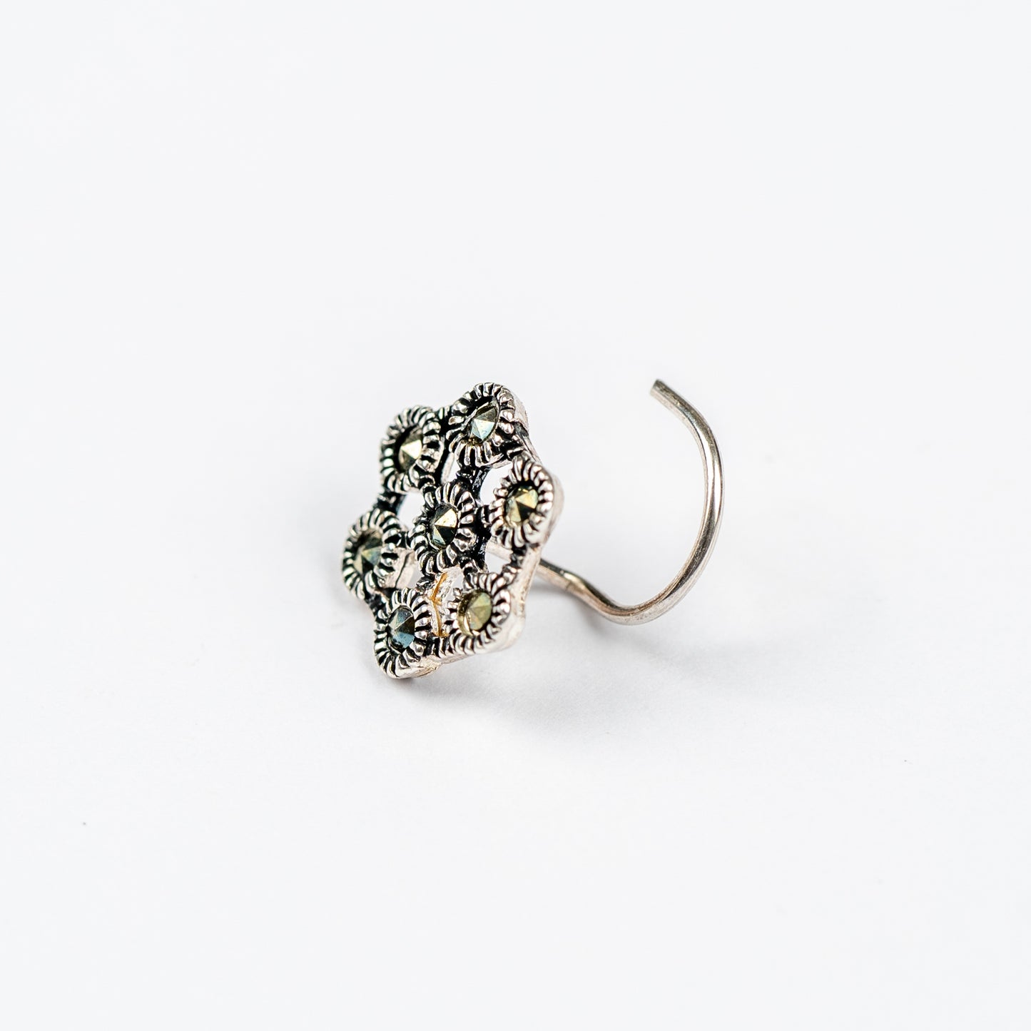 Oxidized Blossom Pierced Nose Pin