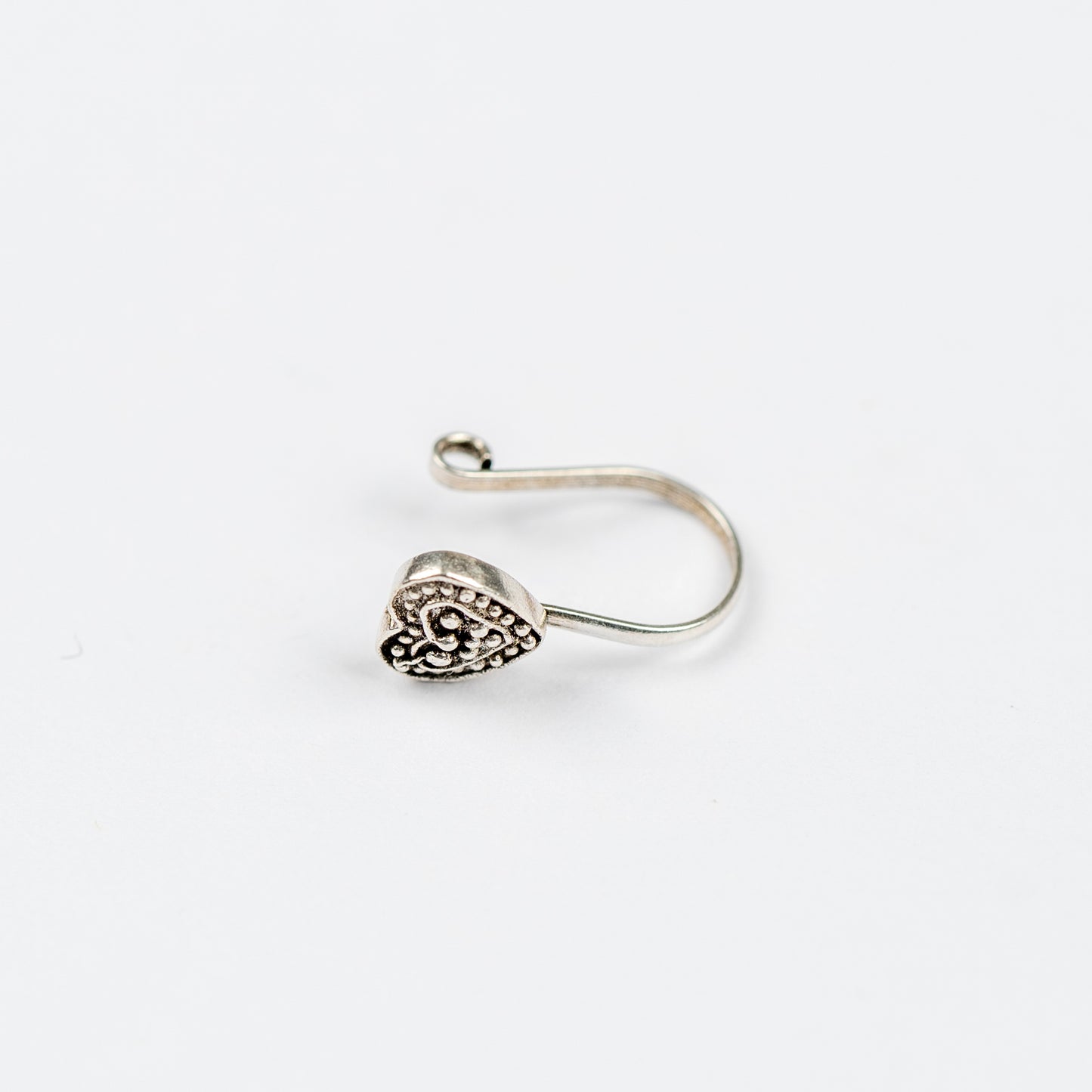 Cutesy Heart Oxidized silver Cilpon Nose Pin