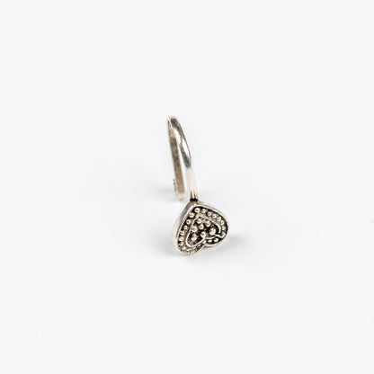 Cutesy Heart Oxidized silver Cilpon Nose Pin