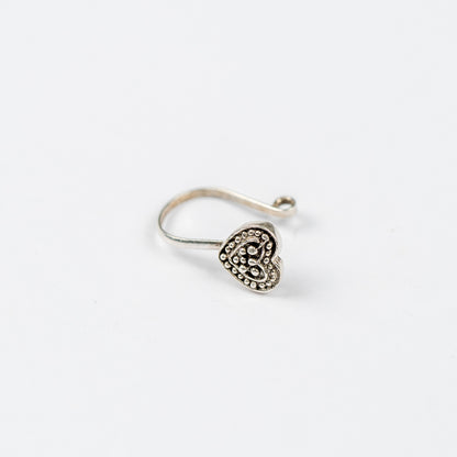 Cutesy Heart Oxidized silver Cilpon Nose Pin