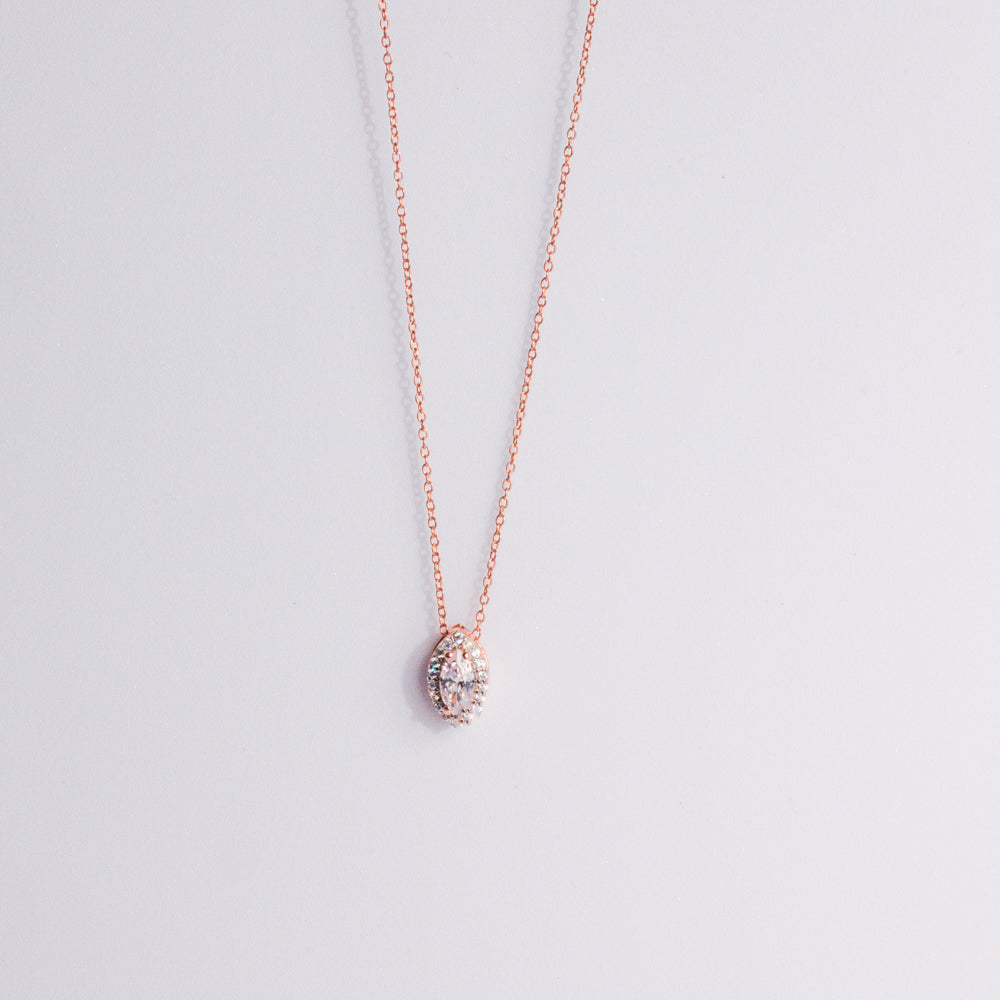 Rose Gold Halo Marquise Pendant