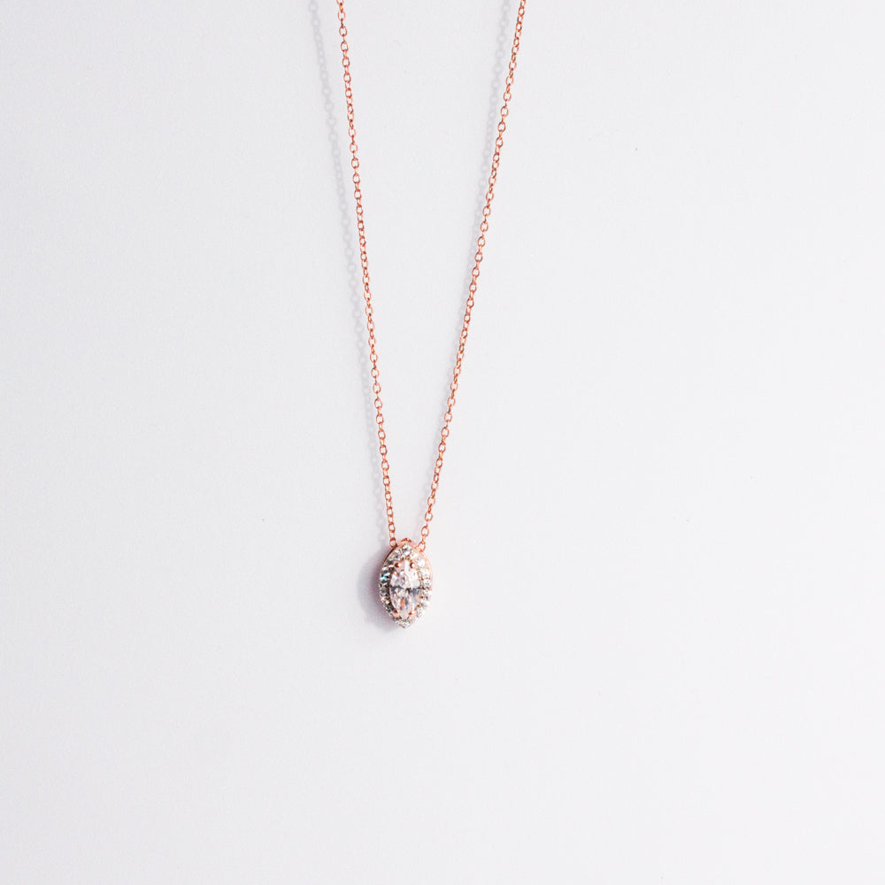 Rose Gold Halo Marquise Pendant