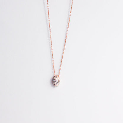 Rose Gold Halo Marquise Pendant