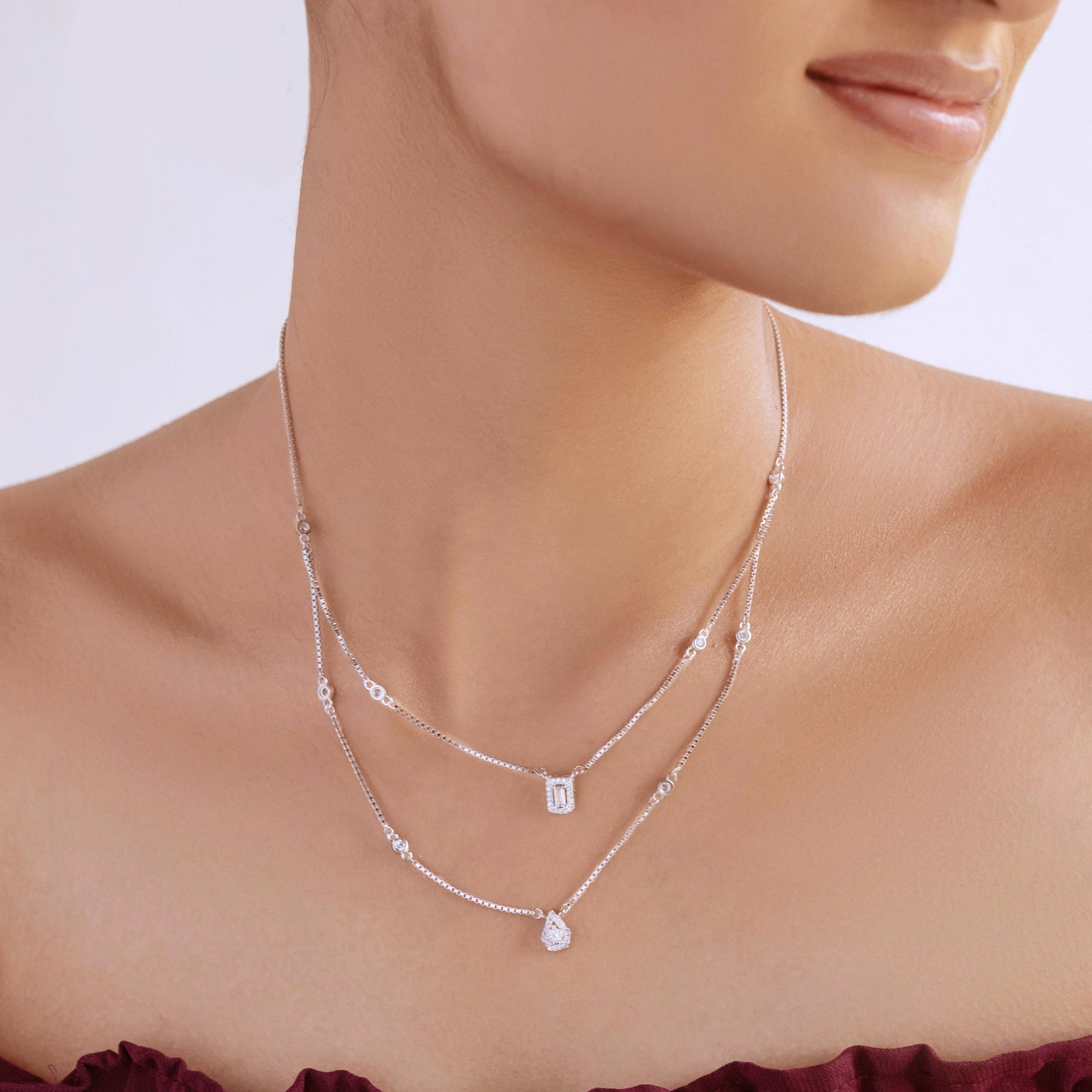 Stackable Party Wear Silver Necklace