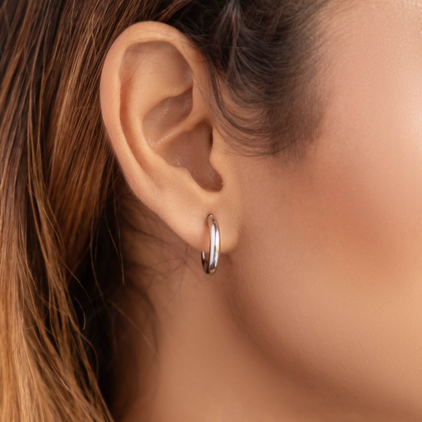 Silver Tube Hoop Earrings