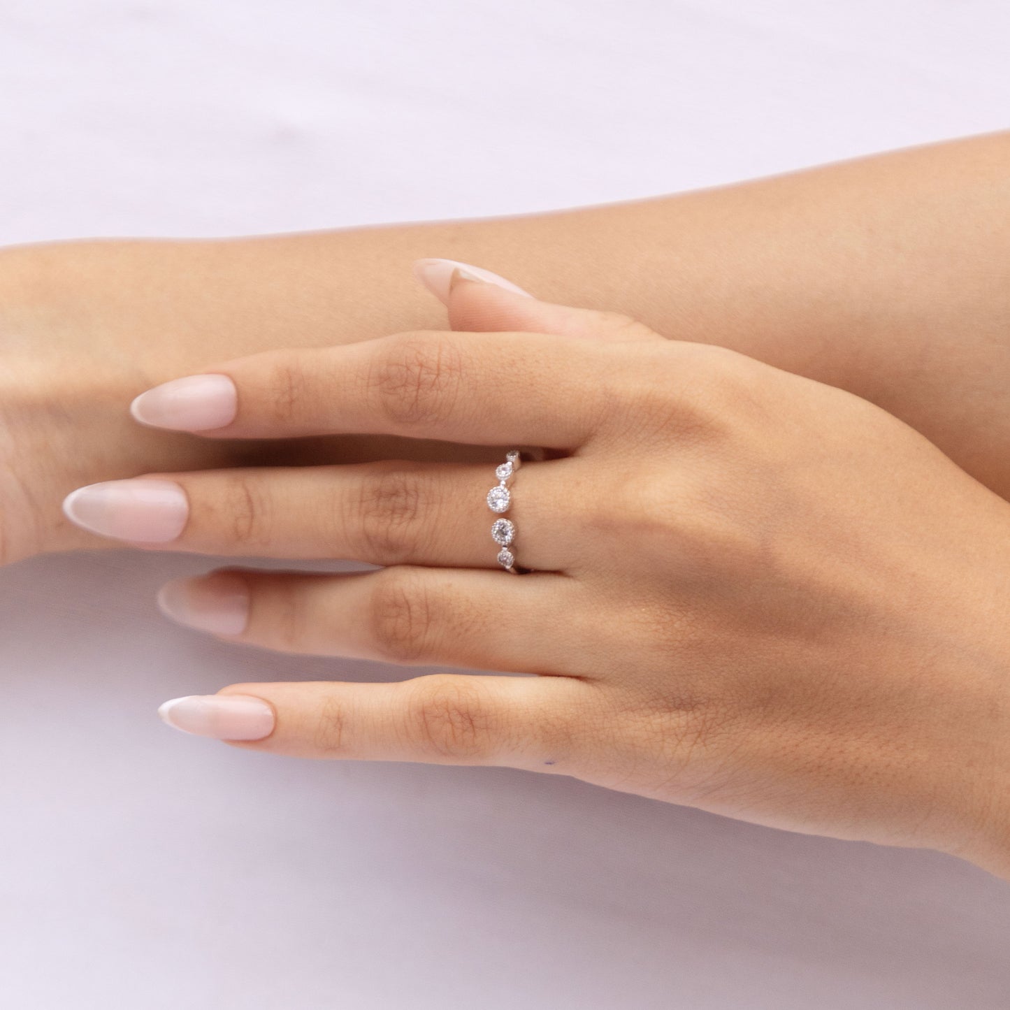 Silver Shiny Solitaires Ring