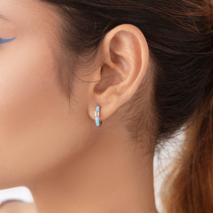 Playful Aqua blue huggies earrings