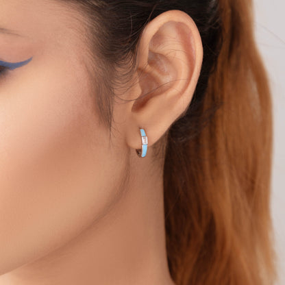 Playful Aqua blue huggies earrings